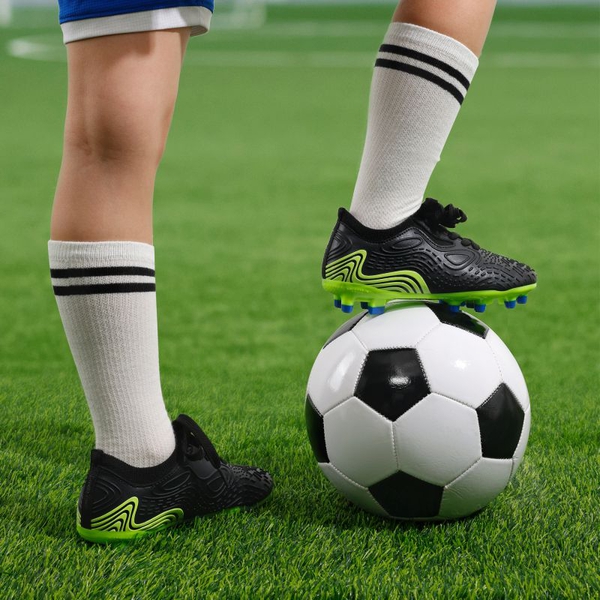 Kids Contoured Upper Soccer Shoes - BLACK NEON GREEN - 1